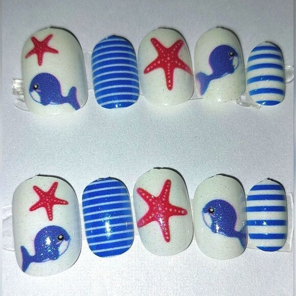 Kids custom sailor 10pc  press on nails - Picture 4 of 6